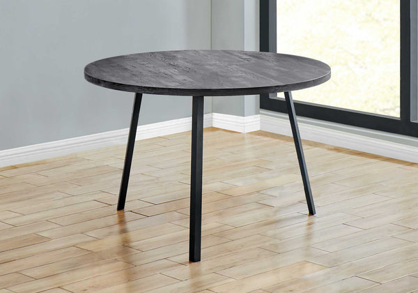 Homeroots 47" Gray And Black Rounded Metal Three Leg Base Dining Table   376477