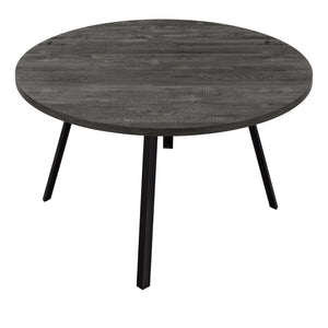 HomeRoots 47" Contemporary Gray and Black Round Dining Table with Stable Three-Leg Base for Modern Homes 376477