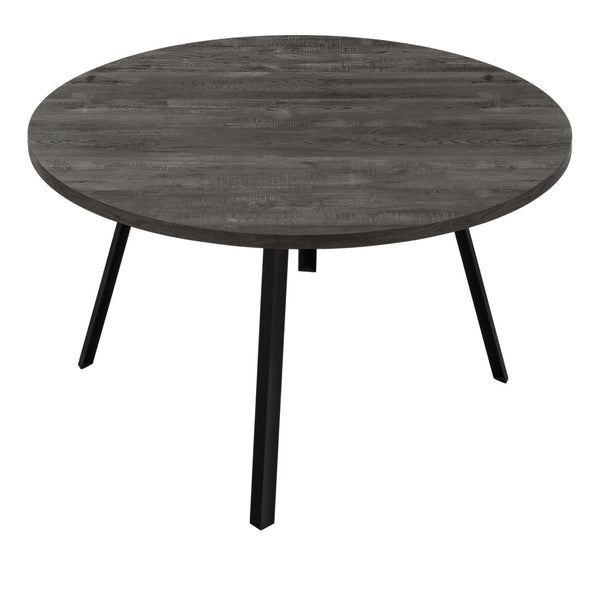 HomeRoots 47" Contemporary Gray and Black Round Dining Table with Stable Three-Leg Base for Modern Homes 376477