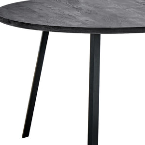 HomeRoots 47" Contemporary Gray and Black Round Dining Table with Stable Three-Leg Base for Modern Homes 376477