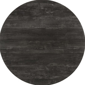 HomeRoots 47" Contemporary Gray and Black Round Dining Table with Stable Three-Leg Base for Modern Homes 376477