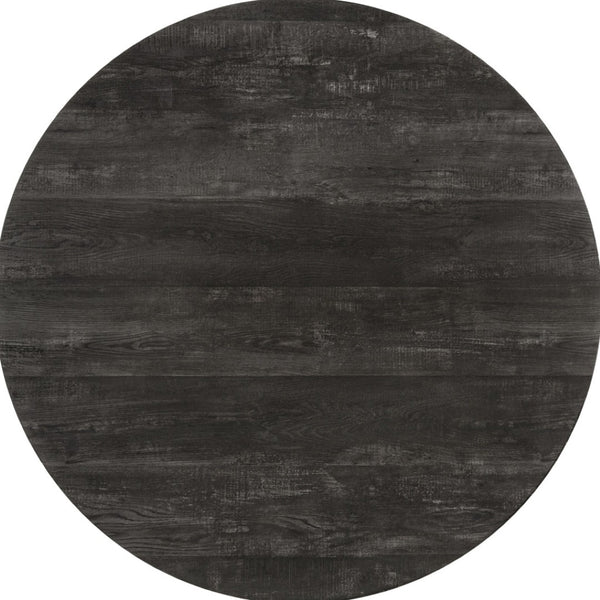 HomeRoots 47" Contemporary Gray and Black Round Dining Table with Stable Three-Leg Base for Modern Homes 376477