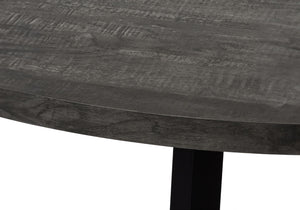 HomeRoots 47" Contemporary Gray and Black Round Dining Table with Stable Three-Leg Base for Modern Homes 376477