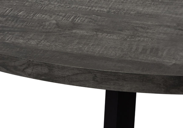 HomeRoots 47" Contemporary Gray and Black Round Dining Table with Stable Three-Leg Base for Modern Homes 376477