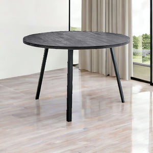 Homeroots 47" Gray And Black Rounded Metal Three Leg Base Dining Table   376477