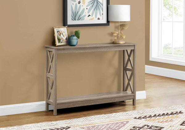 Homeroots 47" Taupe Console Table With Storage   376495