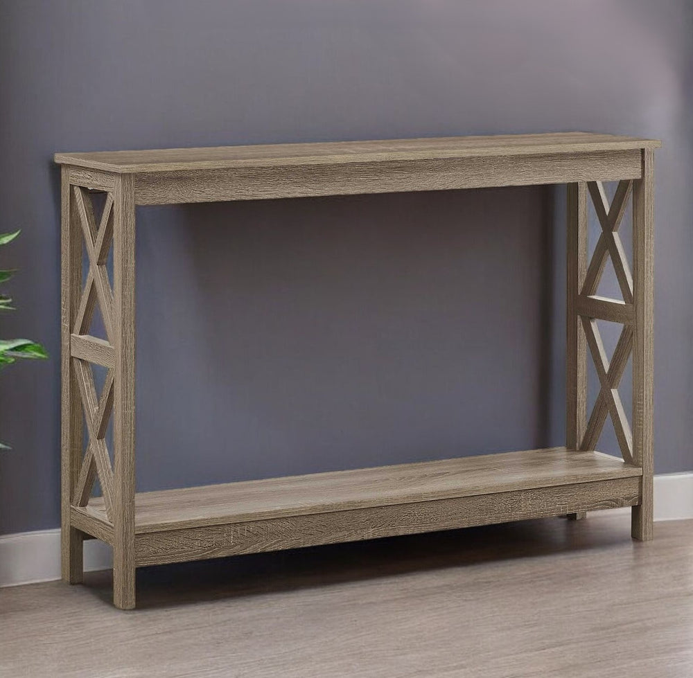 Homeroots 47" Taupe Console Table With Storage   376495