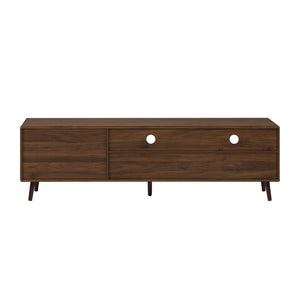 English Elm Mid Century TV Stand Natural Wood Grain with Drop-Down Door, 2 Drawers & 4 Cabinets, Cable-Managed Storage (Fits TVs up to 80") N710P295758P