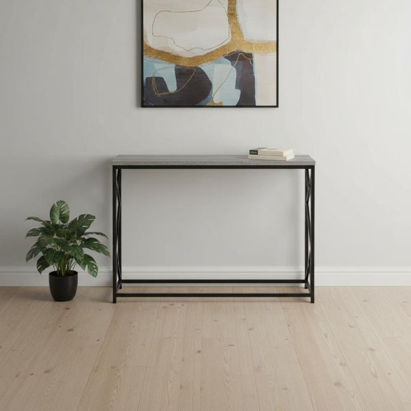 HomeRoots 44" Gray and Black Frame Console Table - Sleek, Durable Design for Modern Entryways and Living Spaces 376505