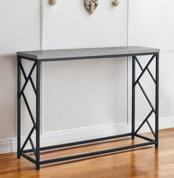 Homeroots 44" Gray And Black Frame Console Table   376505