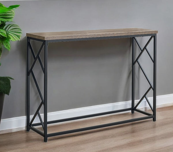 Homeroots 44" Taupe And Black Frame Console Table   376506
