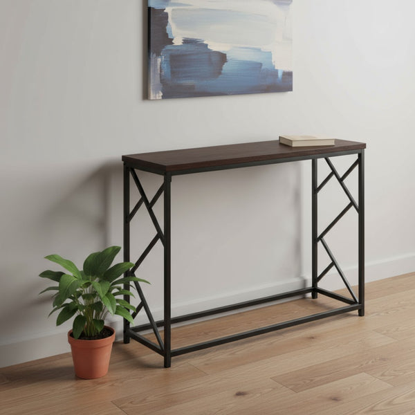 HomeRoots 44" Brown and Black Console Table - Modern Industrial Design for Entryways, Living Rooms & More! 376507