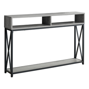 Homeroots 47" Gray And Black Frame Console Table With Shelves   376508