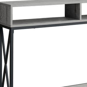 Homeroots 47" Gray And Black Frame Console Table With Shelves   376508