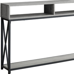Homeroots 47" Gray And Black Frame Console Table With Shelves   376508