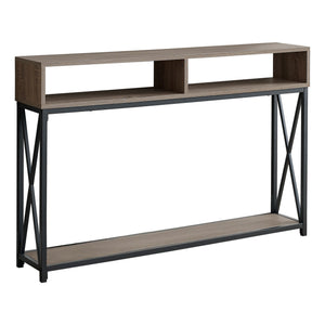 Homeroots 47" Taupe And Black Frame Console Table With Shelves   376509