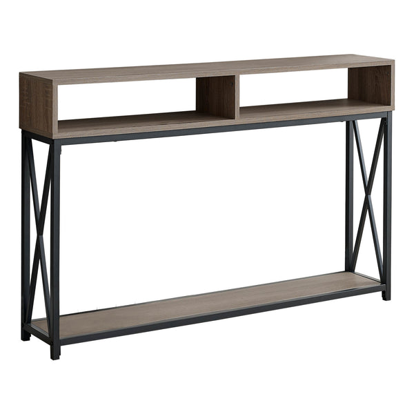 Homeroots 47" Taupe And Black Frame Console Table With Shelves   376509