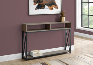 Homeroots 47" Taupe And Black Frame Console Table With Shelves   376509