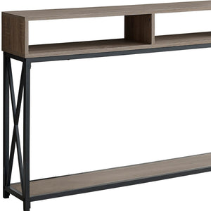Homeroots 47" Taupe And Black Frame Console Table With Shelves   376509
