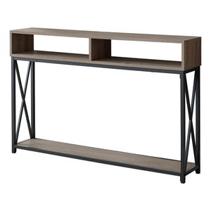 Homeroots 47" Taupe And Black Frame Console Table With Shelves   376509