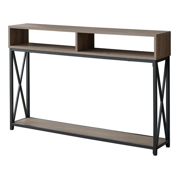 Homeroots 47" Taupe And Black Frame Console Table With Shelves   376509