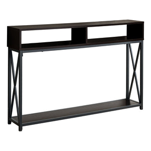 Homeroots 47" Brown And Black Frame Console Table With Shelves   376510
