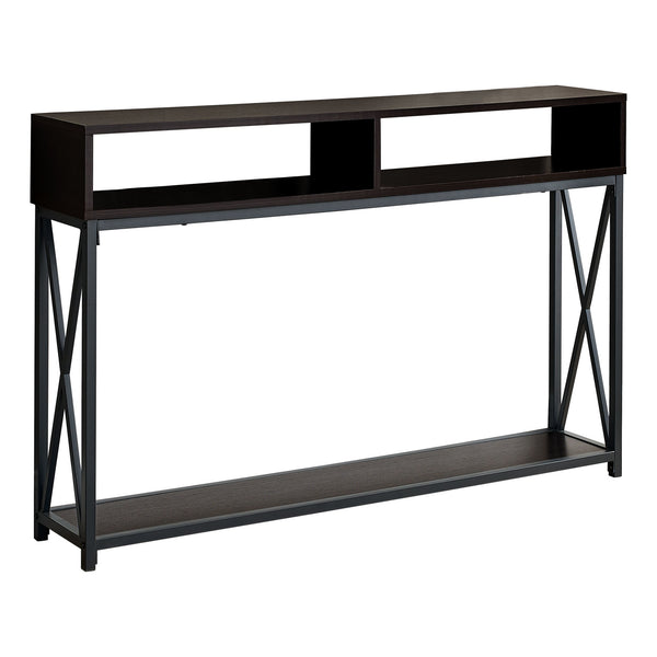 Homeroots 47" Brown And Black Frame Console Table With Shelves   376510