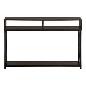 HomeRoots 47" Sleek Brown and Black Console Table with 3 Shelves for Stylish Storage in Any Room Space 376510