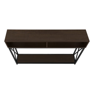 HomeRoots 47" Sleek Brown and Black Console Table with 3 Shelves for Stylish Storage in Any Room Space 376510
