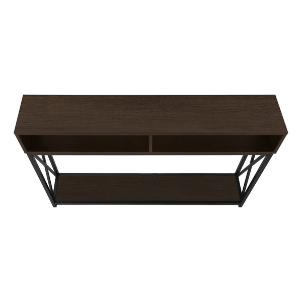 HomeRoots 47" Sleek Brown and Black Console Table with 3 Shelves for Stylish Storage in Any Room Space 376510