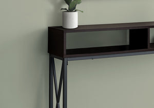 Homeroots 47" Brown And Black Frame Console Table With Shelves   376510