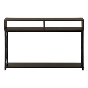 HomeRoots 47" Sleek Brown and Black Console Table with 3 Shelves for Stylish Storage in Any Room Space 376510