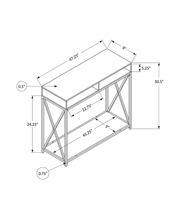 Homeroots 47" Brown And Black Frame Console Table With Shelves   376510