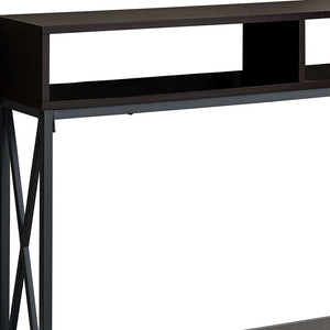 Homeroots 47" Brown And Black Frame Console Table With Shelves   376510