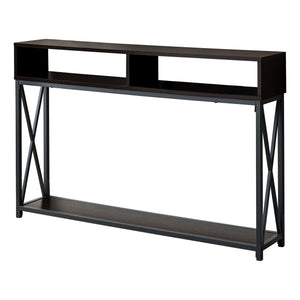 Homeroots 47" Brown And Black Frame Console Table With Shelves   376510