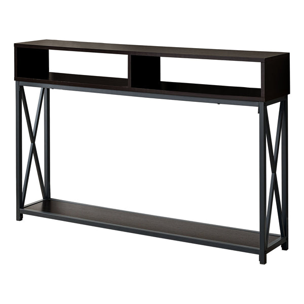 Homeroots 47" Brown And Black Frame Console Table With Shelves   376510
