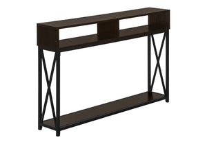 HomeRoots 47" Sleek Brown and Black Console Table with 3 Shelves for Stylish Storage in Any Room Space 376510
