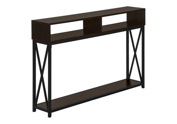 HomeRoots 47" Sleek Brown and Black Console Table with 3 Shelves for Stylish Storage in Any Room Space 376510