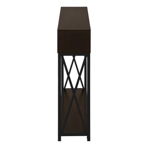 HomeRoots 47" Sleek Brown and Black Console Table with 3 Shelves for Stylish Storage in Any Room Space 376510