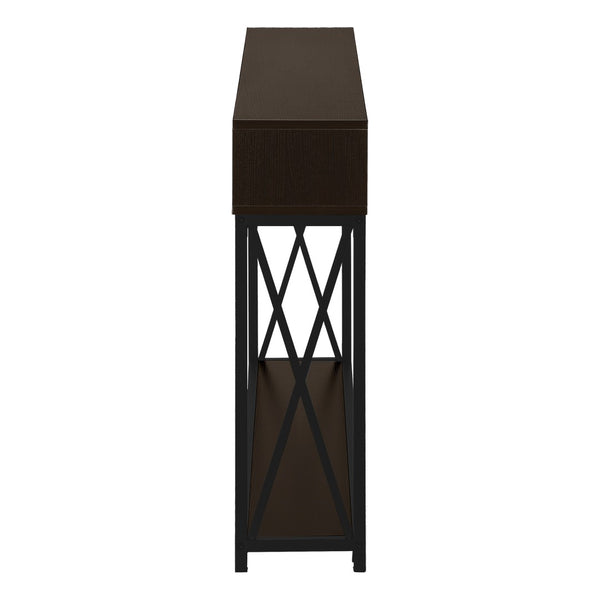 HomeRoots 47" Sleek Brown and Black Console Table with 3 Shelves for Stylish Storage in Any Room Space 376510
