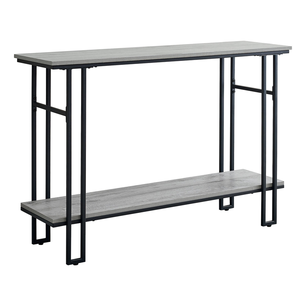 Homeroots 47" Gray And Black Frame Console Table With Shelves   376511