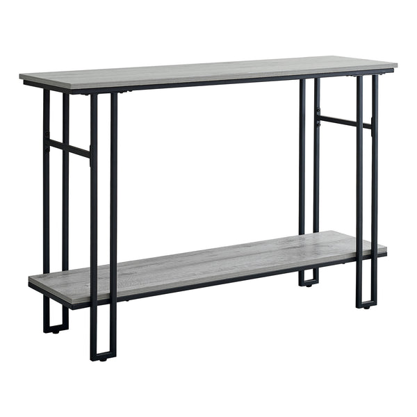 Homeroots 47" Gray And Black Frame Console Table With Shelves   376511