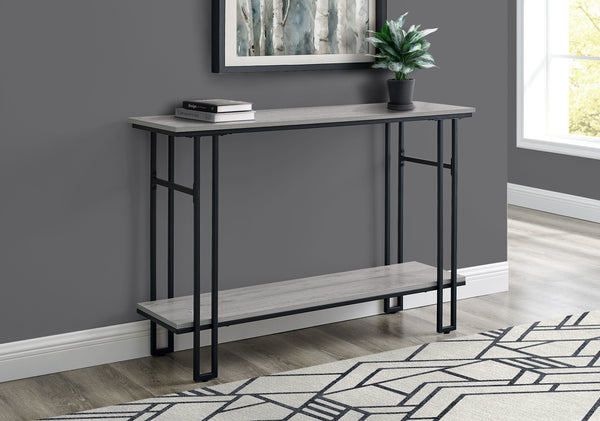 Homeroots 47" Gray And Black Frame Console Table With Shelves   376511