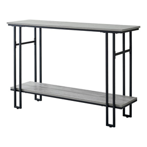 Homeroots 47" Gray And Black Frame Console Table With Shelves   376511