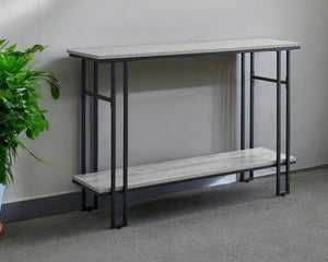 Homeroots 47" Gray And Black Frame Console Table With Shelves   376511