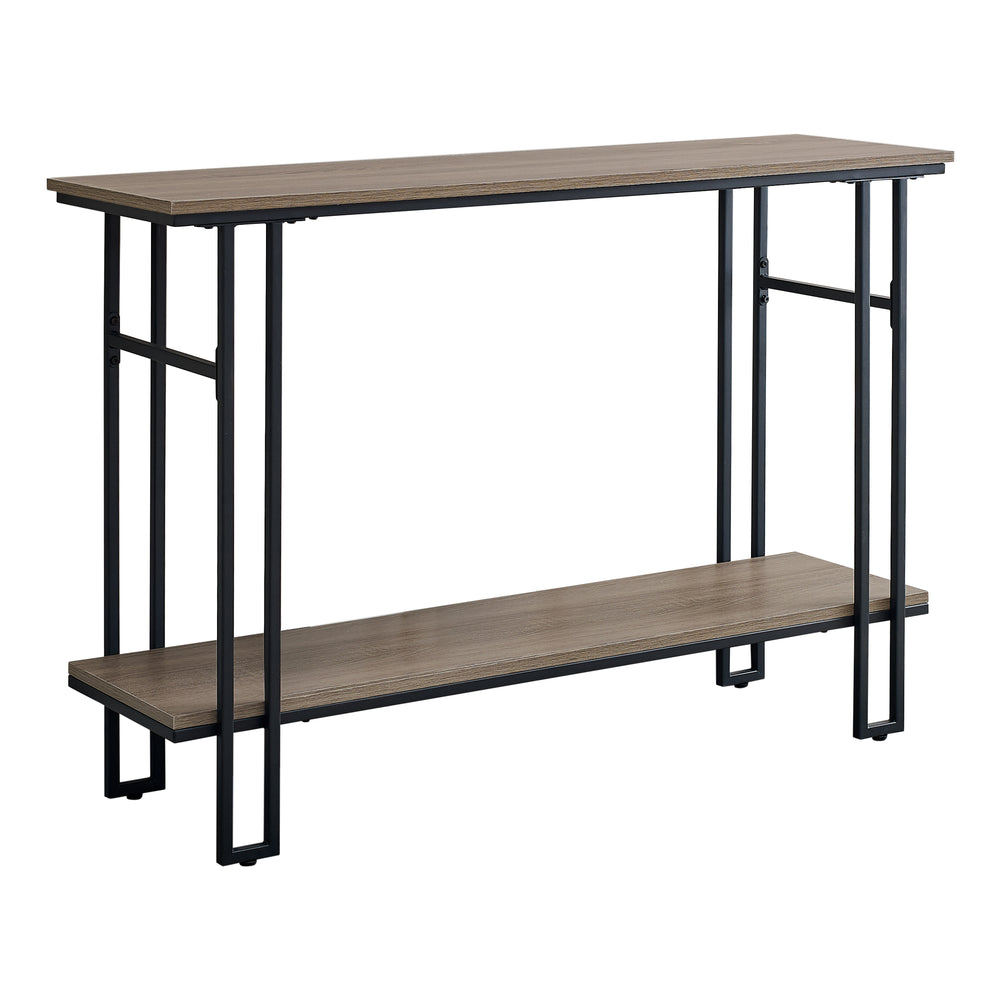 Homeroots 47" Gray And Black Frame Console Table With Shelves   376512