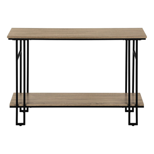 HomeRoots 47" Stylish Gray and Black Console Table with Shelves - Perfect for Entryways, Living Rooms, and More! 376512