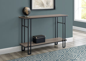 Homeroots 47" Gray And Black Frame Console Table With Shelves   376512