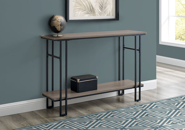 Homeroots 47" Gray And Black Frame Console Table With Shelves   376512