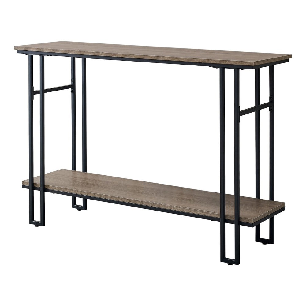HomeRoots 47" Stylish Gray and Black Console Table with Shelves - Perfect for Entryways, Living Rooms, and More! 376512